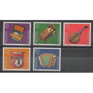 Timbres - Suisse - 1985 - No 1225/1229 - Musique