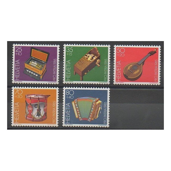Timbres - Suisse - 1985 - No 1225/1229 - Musique