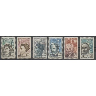 Timbres - France - Poste - 1962 - No 1345/1350 - Célébrités