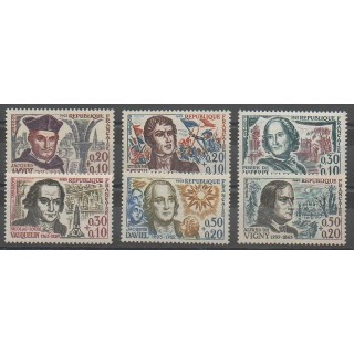 Timbres - France - Poste - 1963 - No 1370/1375 - Célébrités