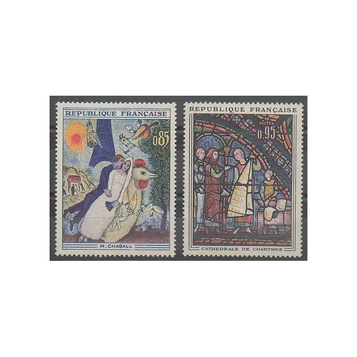 Stamps - France - Poste - 1963 - Nb 1398/1399 - Paintings - Art