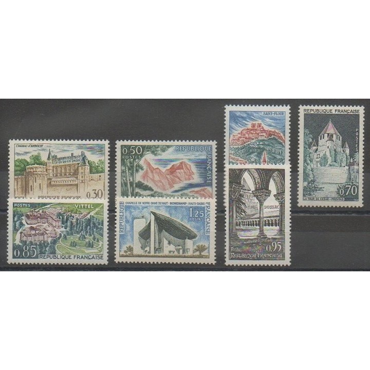 Stamps - France - Poste - 1963 - Nb 1390/1394A - Monuments