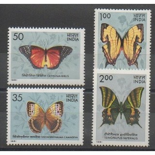 Timbres - Inde - 1981 - No 682/683 - 685/686 - Insectes
