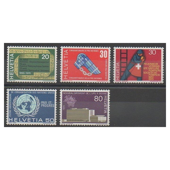 Stamps - Swiss - 1970 - Nb 850/854