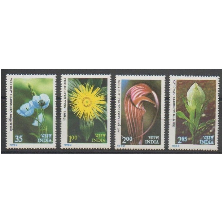 Stamps - India - 1982 - Nb 709/712 - Flowers