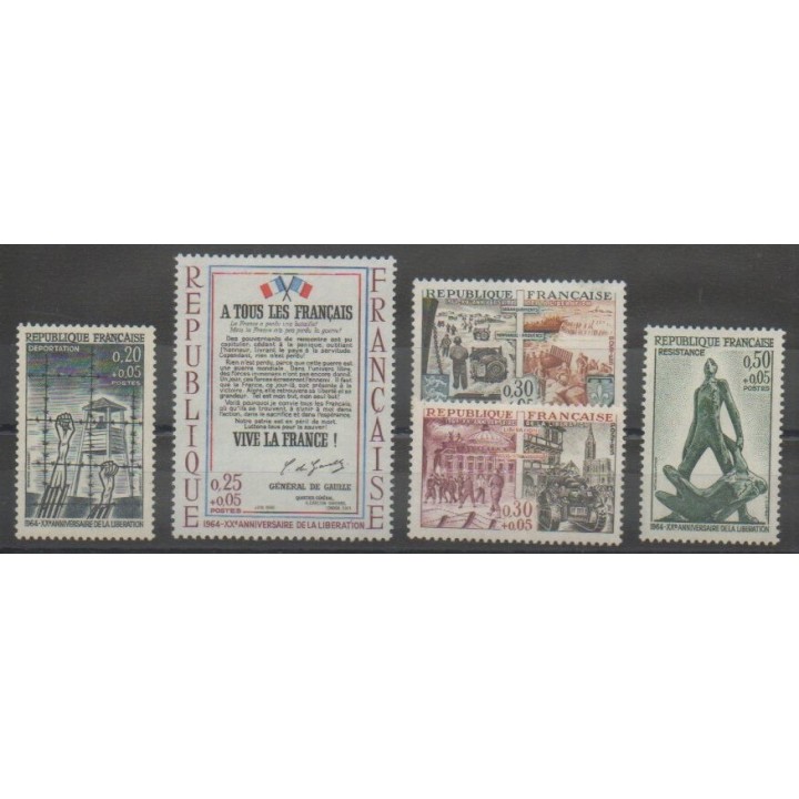 Timbres - France - Poste - 1964 - No 1407/1411 - Seconde Guerre Mondiale