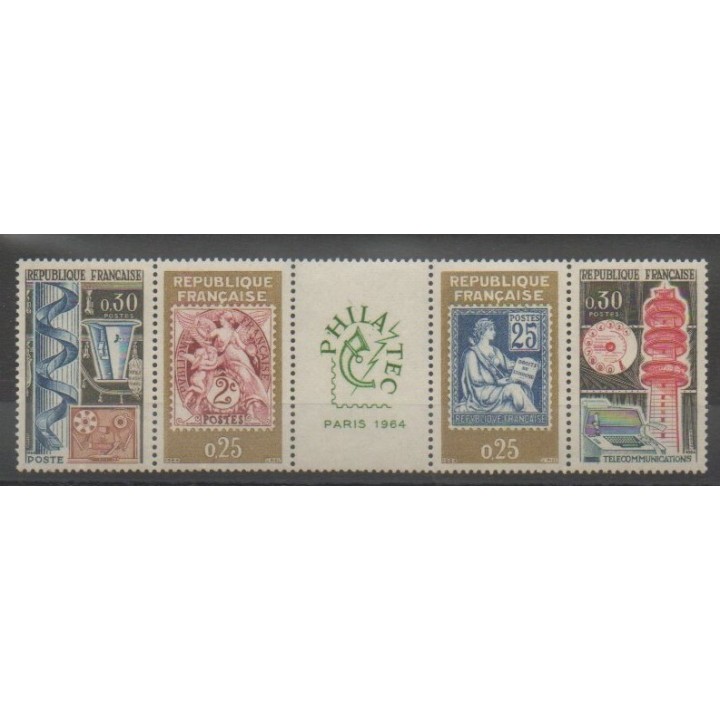 Stamps - France - Poste - 1964 - Nb 1414/1417 - Stamps on stamps - Telecommunications - Exhibition