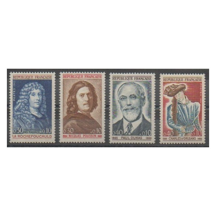 Stamps - France - Poste - 1965 - Nb 1442/1445 - Celebrities