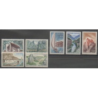 Timbres - France - Poste - 1965 - No 1435/1441 - Sites