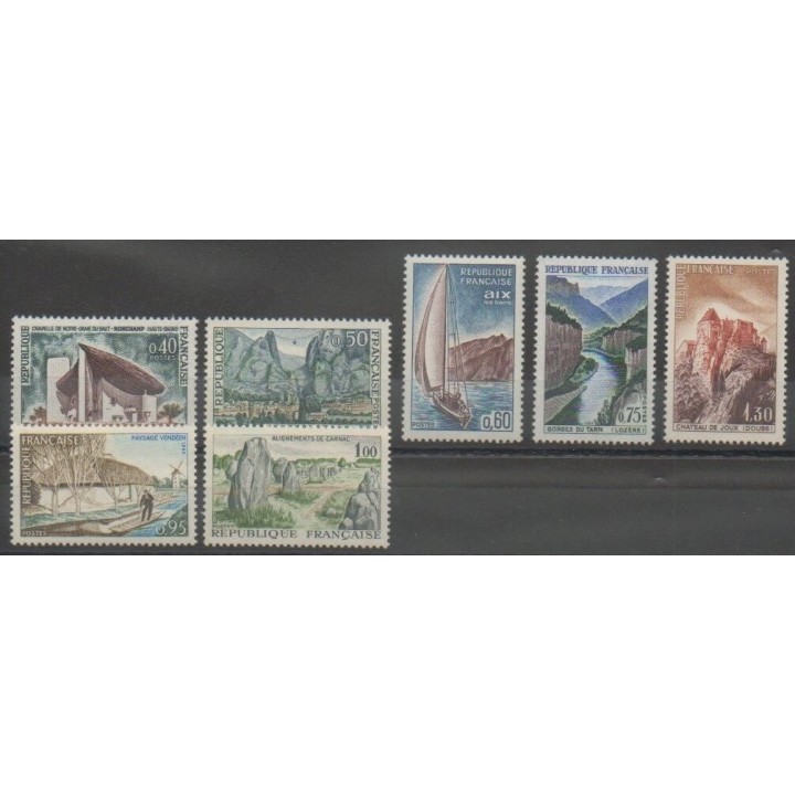 Timbres - France - Poste - 1965 - No 1435/1441 - Sites