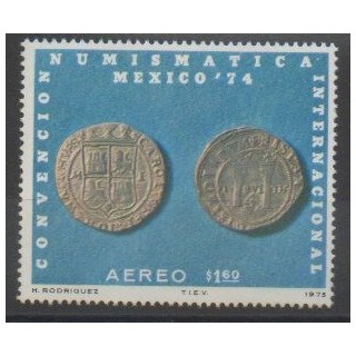 Stamps - Mexico - 1975 - Nb PA390 - Coins, Banknotes Or Medals