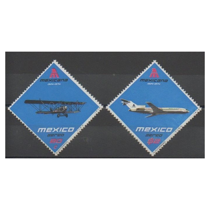 Timbres - Mexique - 1974 - No PA369/PA370 - Aviation