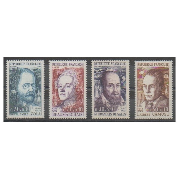 Stamps - France - Poste - 1967 - Nb 1511/1514 - Celebrities