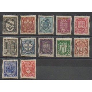 Stamps - France - Poste - 1941 - Nb 526/537 - Coats of arms