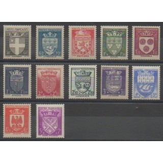 Stamps - France - Poste - 1942 - Nb 553/564 - Coats of arms