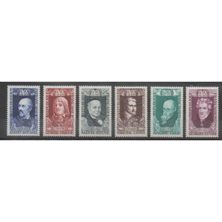 Timbres - France - Poste - 1969 - No 1590/1595 - Célébrités