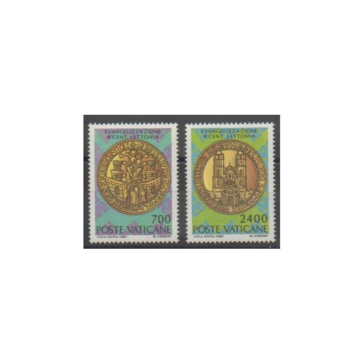 Timbres - Vatican - 1987 - No 809/810 - Monnaies, billets ou médailles