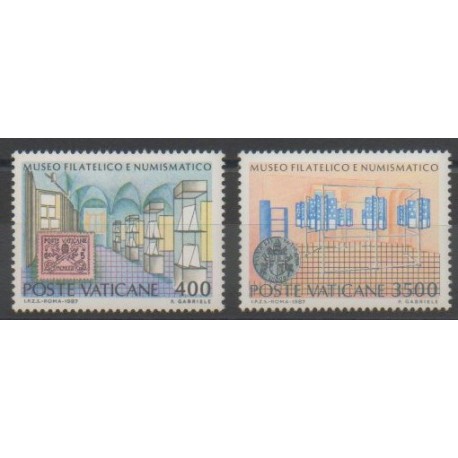 Vatican - 1987 - No 815/816 - Timbres sur timbres - Monnaies, billets ou médailles
