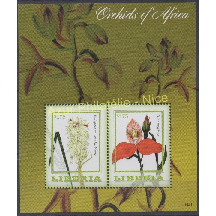 Timbres - Thème orchidées - Liberia - 2014 - No BF 673