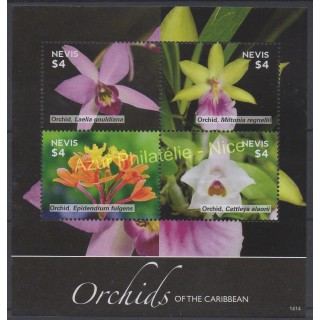 Timbres - Thème orchidées - Nevis - 2014 - No 2486/2489