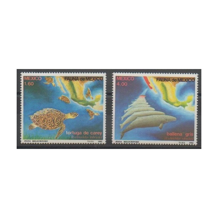 Stamps - Mexico - 1982 - Nb 978/979 - Reptils - Sea animals