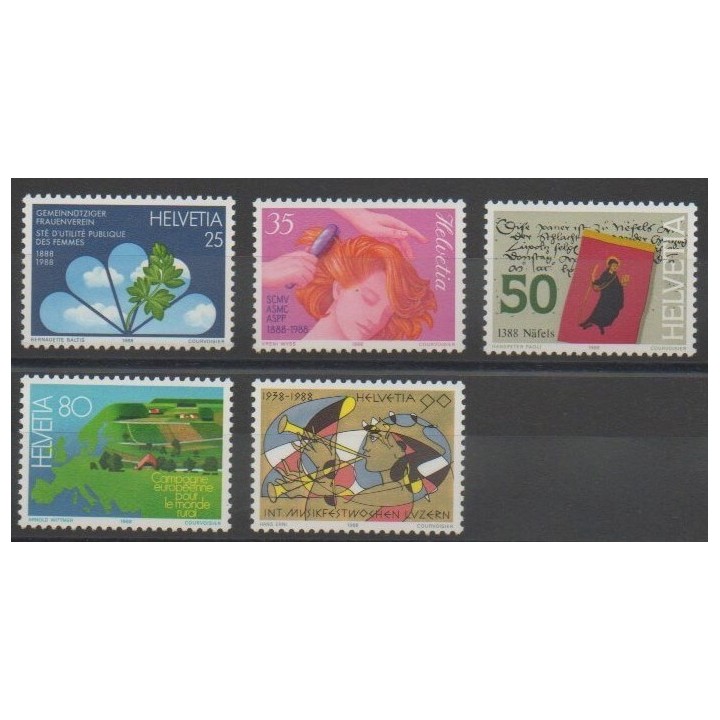 Stamps - Swiss - 1988 - Nb 1293/1297