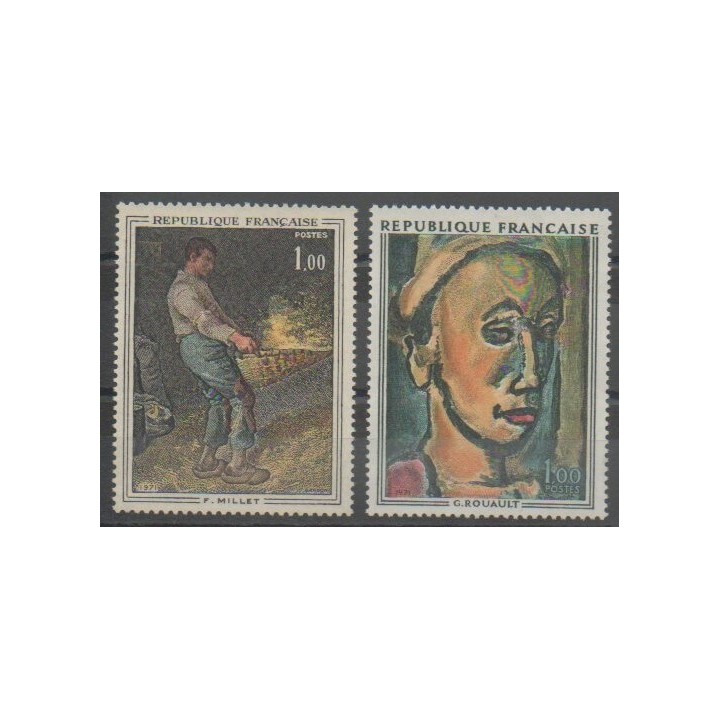 Timbres - France - Poste - 1971 - No 1672/1673 - Peinture