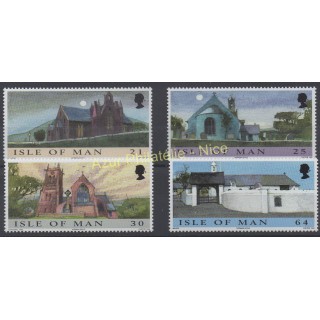 Timbres - Thème églises - Man (Ile de) - 1999 - No 871/874
