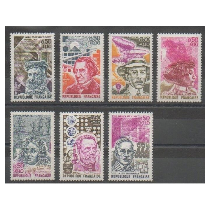 Timbres - France - Poste - 1973 - No 1744/1748 - 1768/1769 - Célébrités