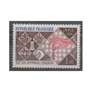 Stamps - France - Poste - 1974 - Nb 1800 - Chess