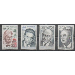 Stamps - France - Poste - 1974 - Nb 1824/1827 - Celebrities