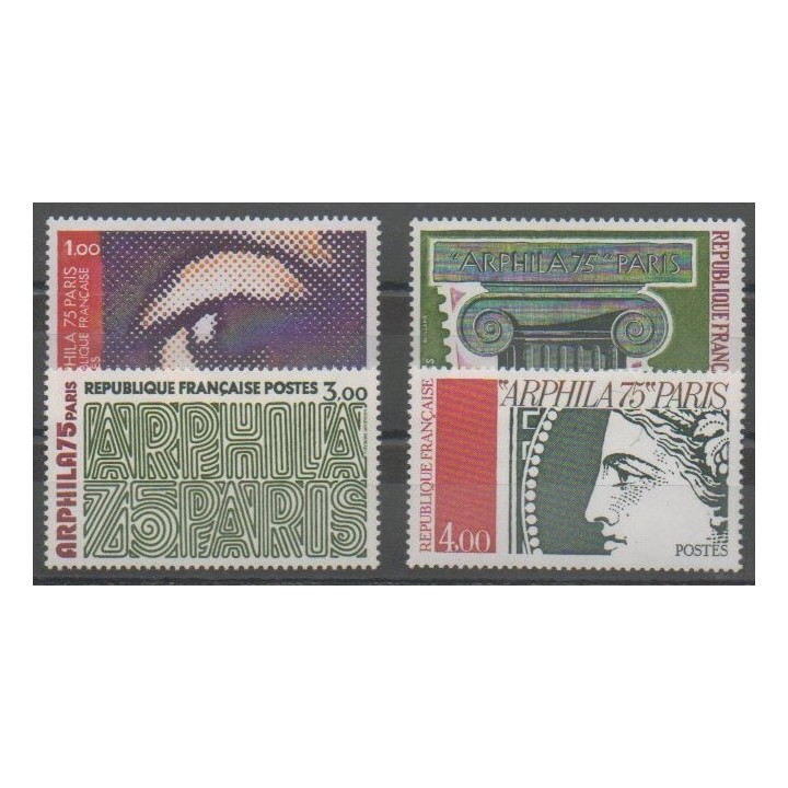 Stamps - France - Poste - 1975 - Nb 1830/1833 - Exhibition