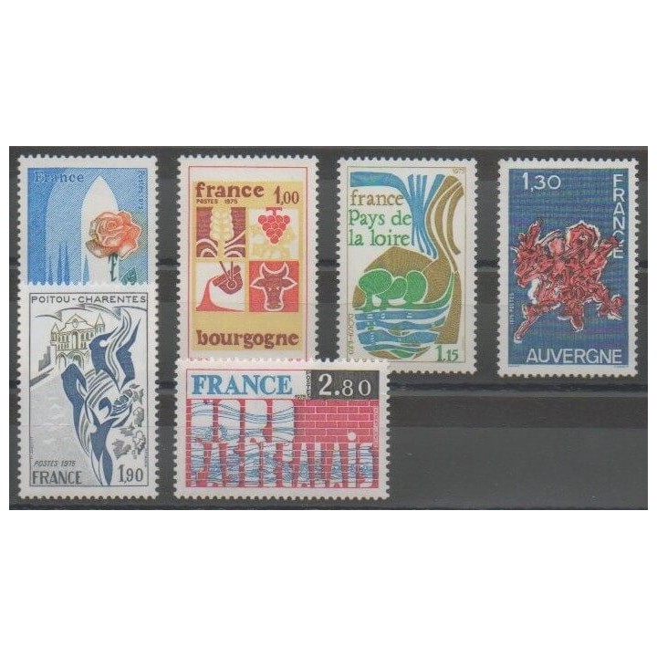 Timbres - France - Poste - 1975 - No 1847/1852 - Sites