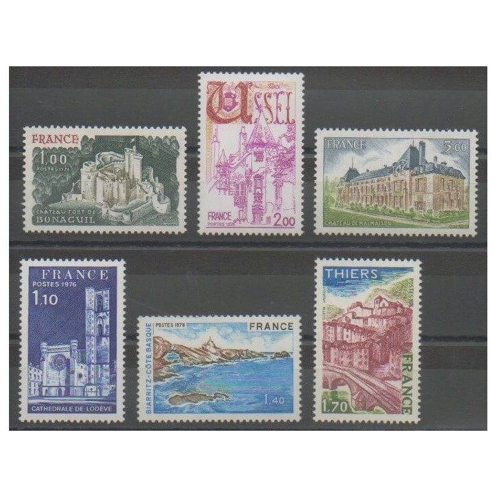 Timbres - France - Poste - 1976 - No 1871/1873 - 1902/1904 - Monuments