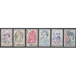 Stamps - France - Poste - 1976 - Nb 1880/1882 - 1896/1898 - Celebrities