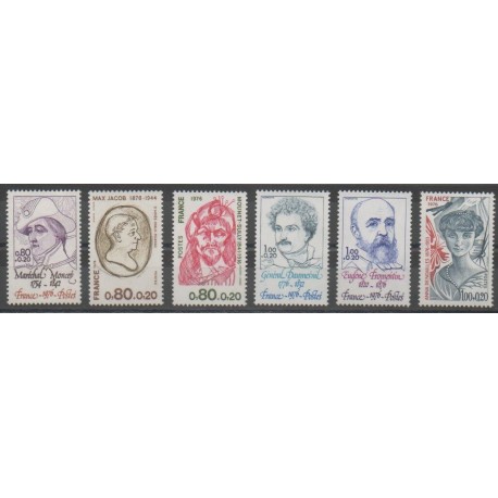 France - Poste - 1976 - No 1880/1882 - 1896/1898 - Célébrités