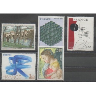 Timbres - France - Poste - 1977 - No 1923/1924 - 1950/1951 - 1958 - Peinture