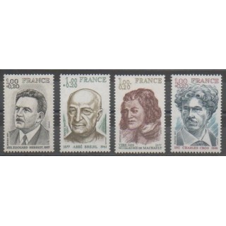 Timbres - France - Poste - 1977 - No 1953/1956 - Célébrités