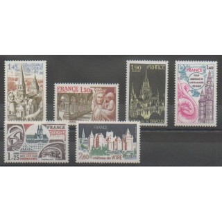 Stamps - France - Poste - 1977 - Nb 1937/1939 - 1947/1949 - Churches - Monuments