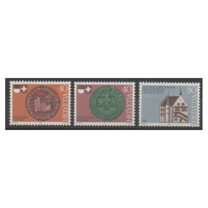 Timbres - Suisse - 1981 - No 1132/1134 - Monnaies, billets ou médailles