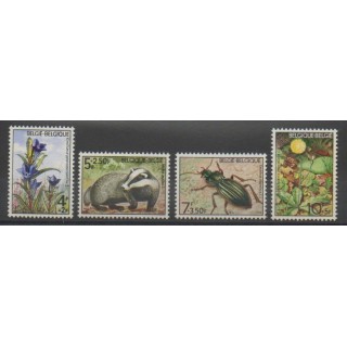 Stamps - Belgium - 1974 - Nb 1734/1737 - Insects - Flowers - Mamals