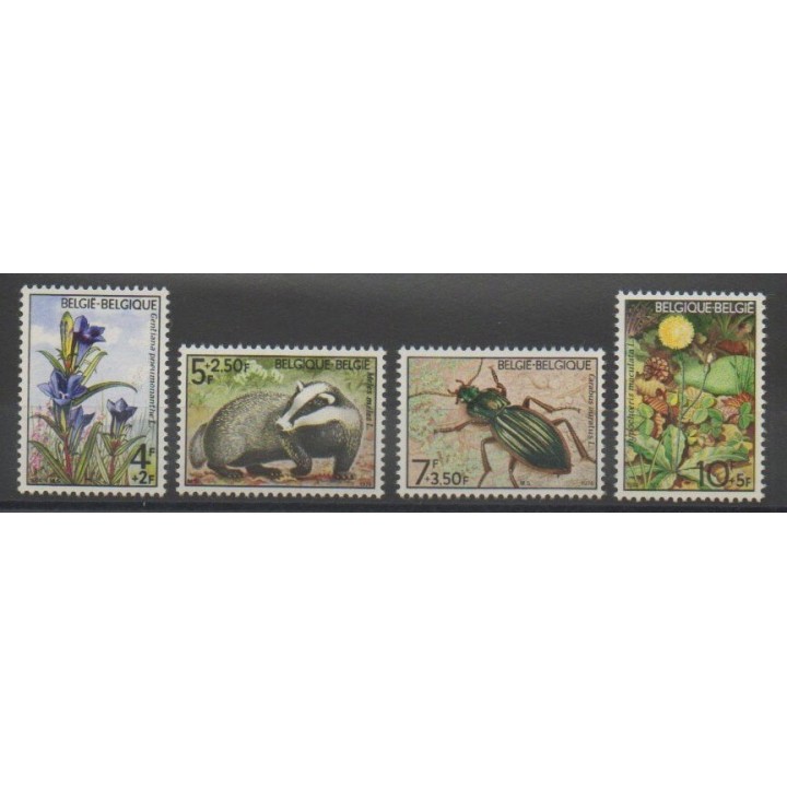 Stamps - Belgium - 1974 - Nb 1734/1737 - Insects - Flowers - Mamals