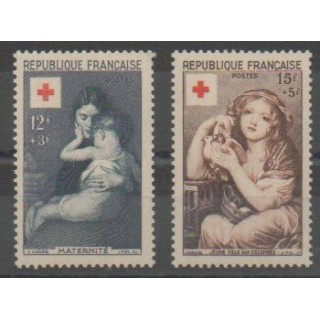 Timbres - France - Poste - 1954 - No 1006/1007 - Santé ou Croix-Rouge