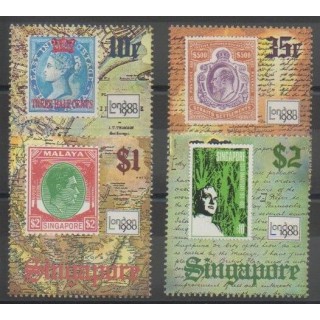 Timbres - Singapour - 1980 - No 347/350 - Timbres sur timbres