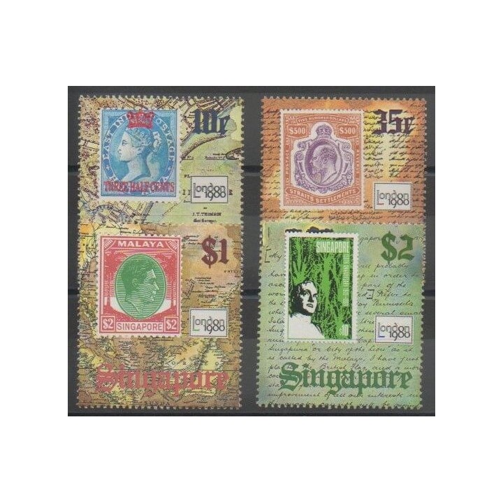 Stamps - Singapore - 1980 - Nb 347/350 - Stamps on stamps
