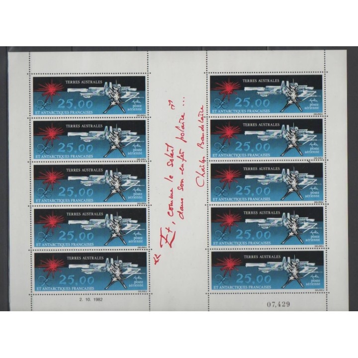 Timbres - TAAF  - Poste aérienne - 1982 - No PA78 - Petite feuille - Peinture