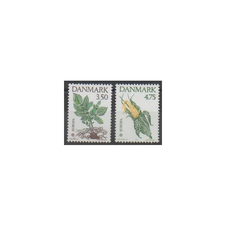 Timbres - Danemark - 1992 - No 1028/1029 - Fruits - Flore - Europa