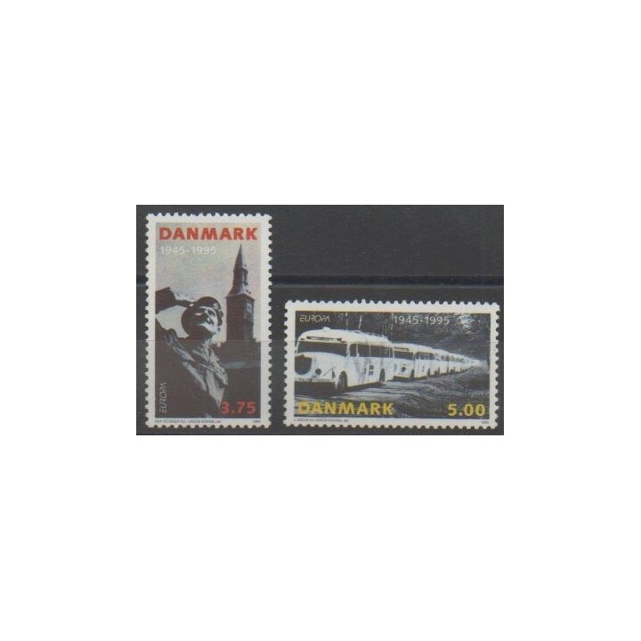 Timbres - Danemark - 1995 - No 1103/1104 - Seconde Guerre Mondiale - Europa