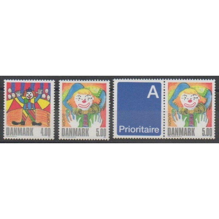 Stamps - Denmark - 2002 - Nb 1309/1310 - 1310a - Circus - Europa