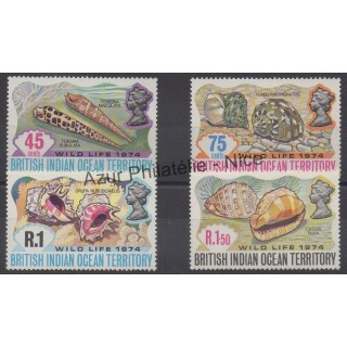 Timbres - Thème coquillages - Océan Indien - 1974 - No 59/62
